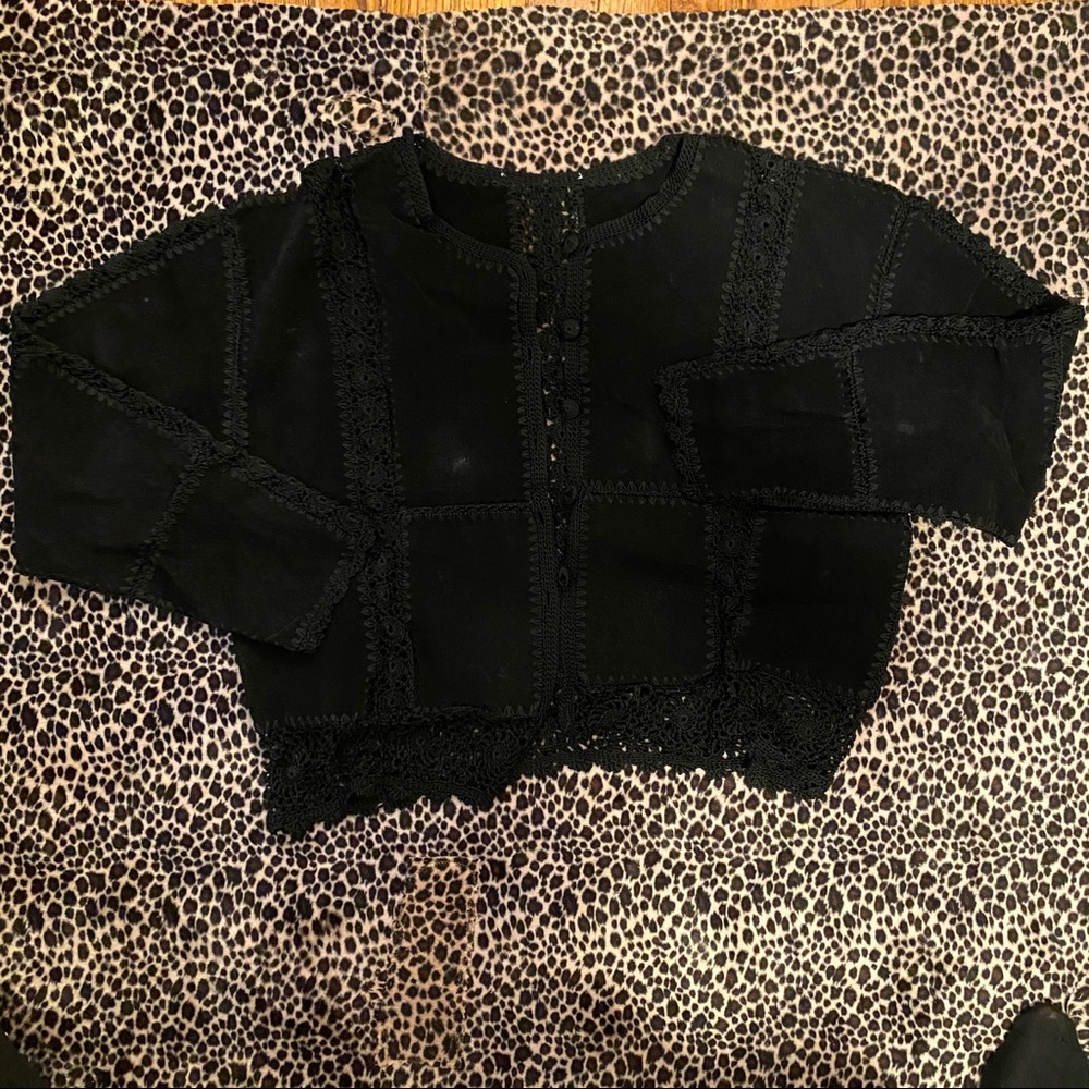 Leather macramé jacket